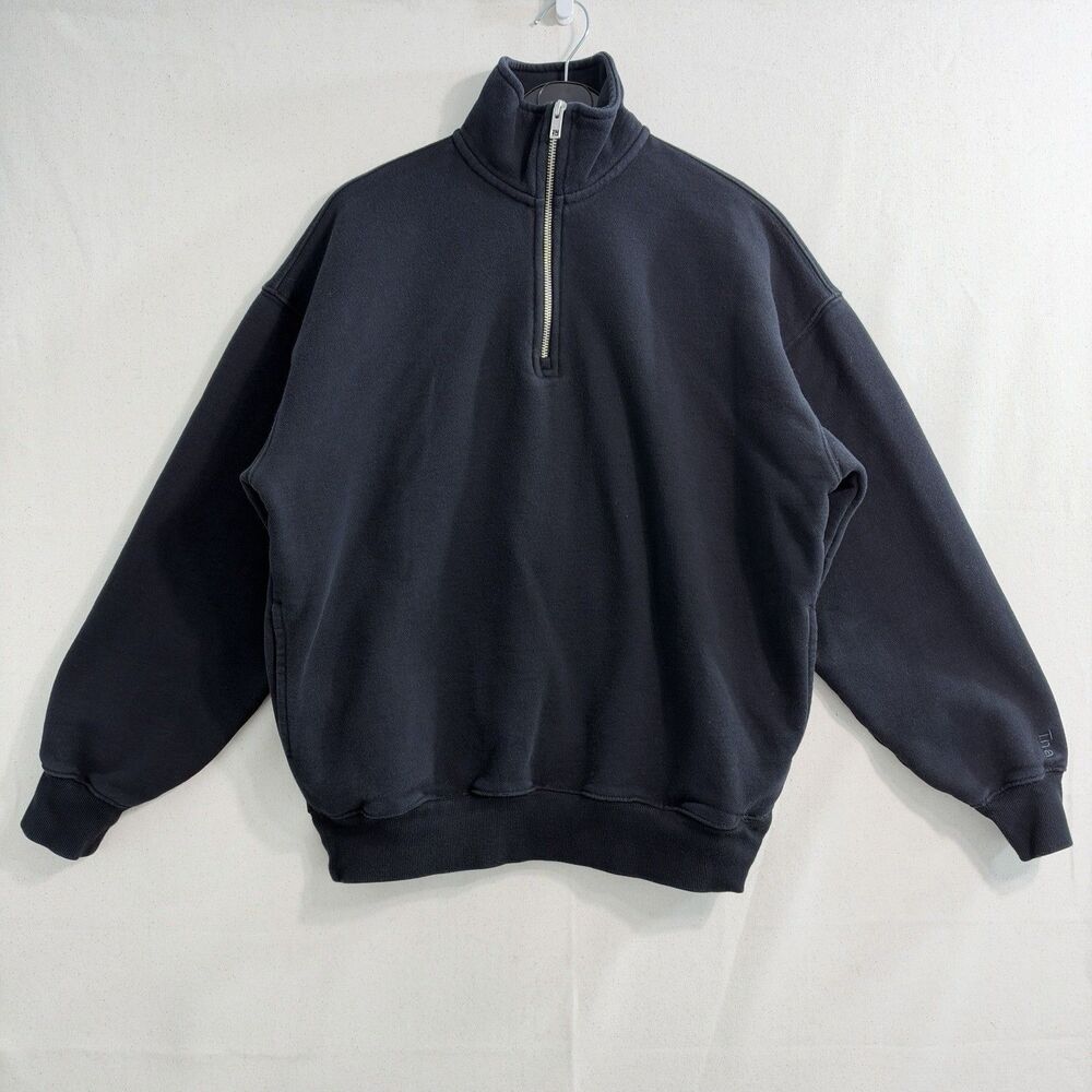 Aritzia TNA COZY FLEECE MEGA ¼ Quarter ZIP SWEATSHIRT - Black - Size 1